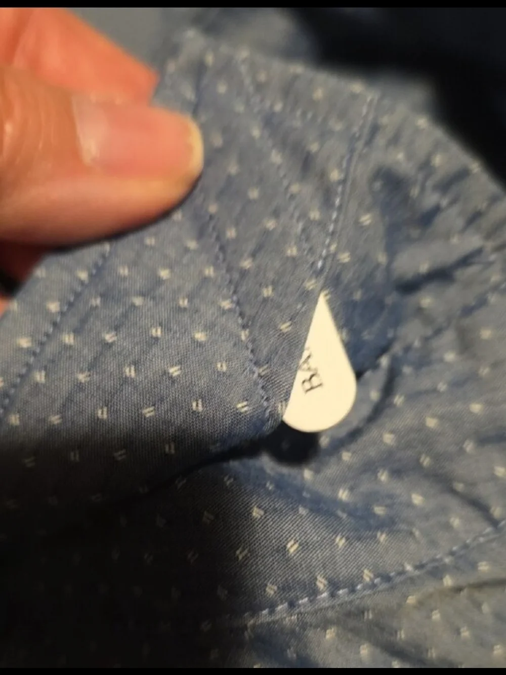 Banana Republic Blue Micro-Pattern Long Sleeve Dress Shirt, Non-iron, Size Large